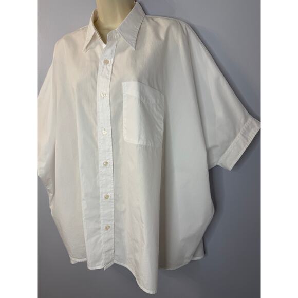 R13 Oversized Boxy Button Pp Shirt Short Sleeve White Relax Sz L Cotton - Picture 4 of 16